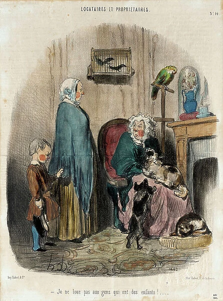 Je ne loue pas aux gens qui ont des enfants!, 1847. Creator: Honore Daumier