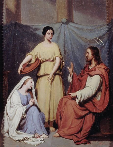Jesus with Martha and Mary, c1841. Creator: Henry Scheffer