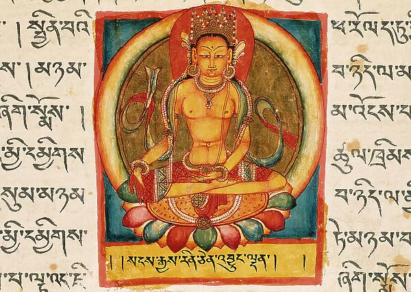 The Jina Buddha Ratnasambhava, Folio from a Shatasahasrika Prajnaparamita... 11th century. Creator: Unknown
