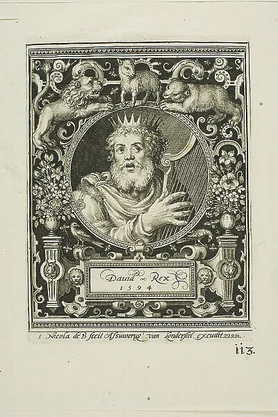 King David, plate five from The Nine Worthies, 1594. Creator: Nicolaes de Bruyn