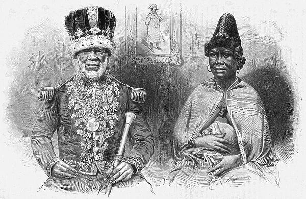 King Denis of the Gaboon, and his principal wife; The Gaboon. 1875. Creator: Unknown