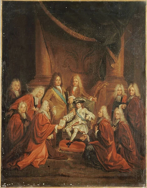 King Louis XV (1710-1774) child granting letters of nobility to the city body in 1716, 1716. Creator: Boullogne, Louis de, the Younger (1654-1733)