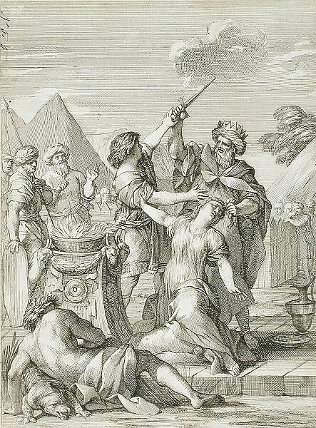 A King Sacrificing his Daughter, 1671. Creator: Gerard Audran