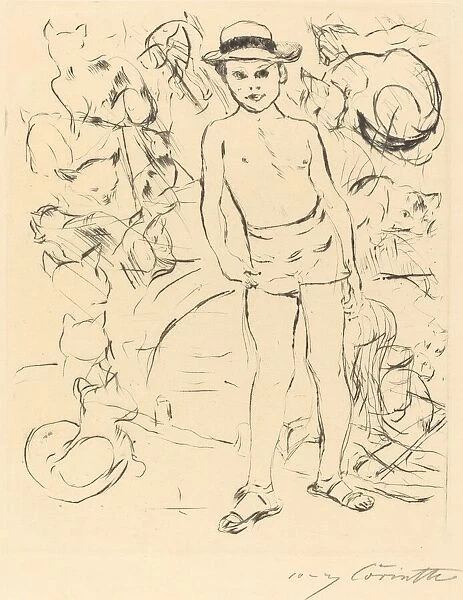 Knabe mit Badehose und Strohhut (Boy Wearing Bathing-Trunks and Straw Hat), 1915