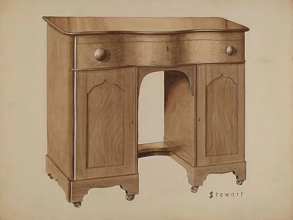 Knee-hole Desk, c. 1937. Creator: Robert Stewart