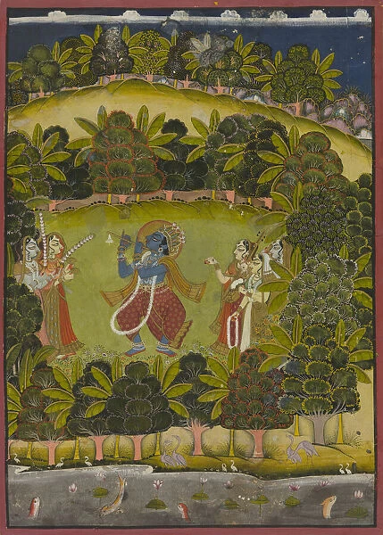 Krishna Fluting for the Gopis, Late 18th or early 19th century. Creator: Unknown