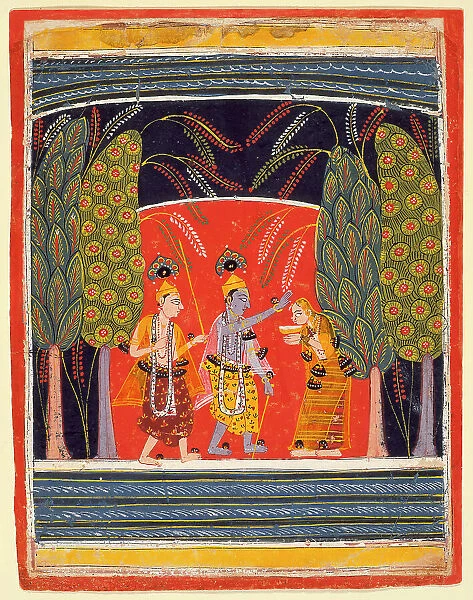 Krishna Making Kubja Beautiful, Folio from a Bhagavata Purana (Ancient Stories of the Lord), c1645. Creator: Unknown