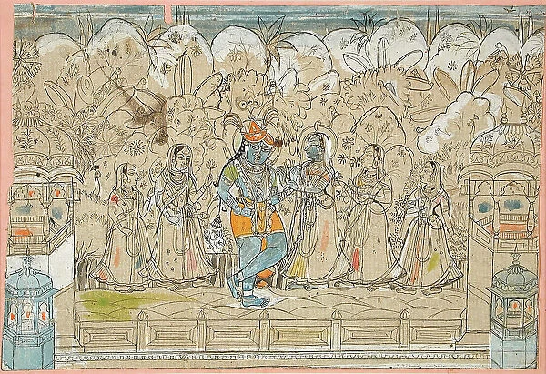 Krishna with Radha and the Gopis of Braj, between c1825 and c1850. Creator: Unknown
