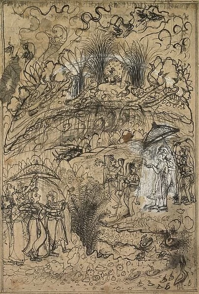 Krishna and Radha Under Mt. Govardhan, c. 1720. Creator: Unknown