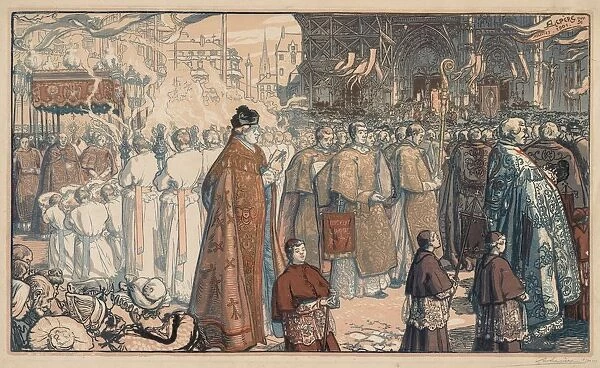 La Procession de la Fete-Dieu a Nantes, 1901. Creator: Auguste Louis Lepere (French