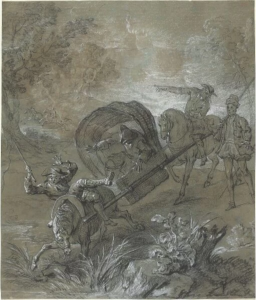 La Rancune en brancard, abattu dans le bourbier, 1726. Creator: Jean-Baptiste Oudry