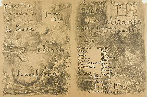 La Revue Blanche Transformed and Solitary Souls, 1893. Creator: Edouard Vuillard
