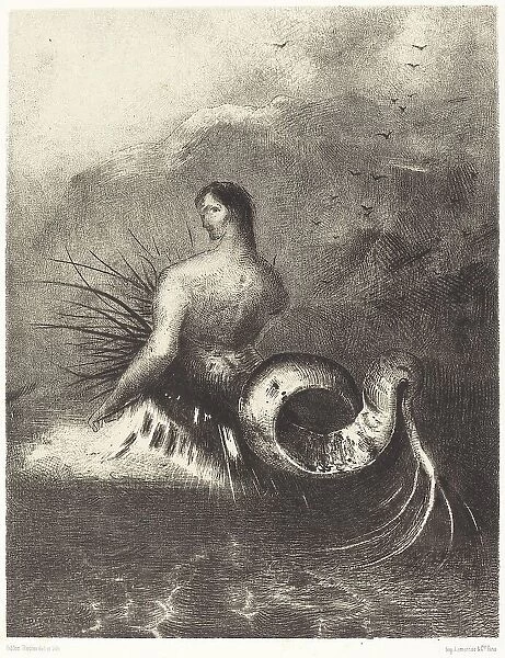 La sirene sortit des flots vetue de dards (The Siren clothed in barbs, emerged from the waves, 1883. Creator: Odilon Redon)
