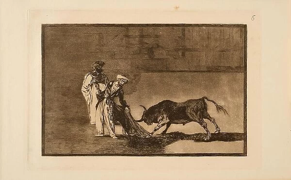La Tauromaquia: The Moors make a different play in the ring calling the bull with..., 1815-1816. Creator: Goya, Francisco, de (1746-1828)