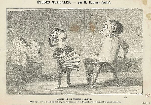 L'accordéon, dit soufflet a musique, 19th century. Creator: Honore Daumier