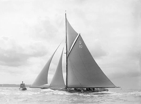 The Lady Anne spray over deck, sailing close-hauled, 1912. Creator: Kirk & Sons of Cowes