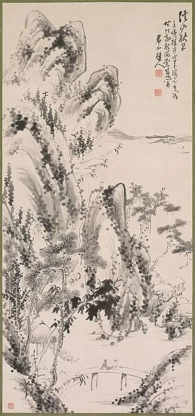 Landscape with Figures, 19th century. Creator: Fujimoto Tesseki (Japanese, 1817-1863)