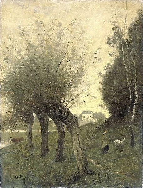 Landscape with Pollard Willows, 1840-1875. Creator: Jean-Baptiste-Camille Corot