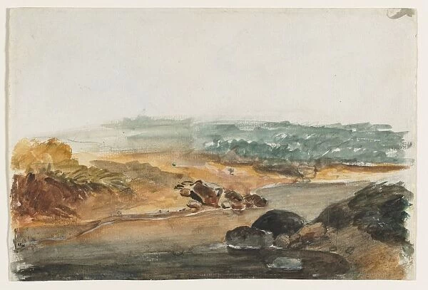Landscape (recto); Studies of Animals (verso). Creator: Antoine-Louis Barye (French, 1796-1875)