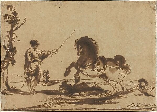 Landscape with the Taming of a Horse, 1620 / 1630. Creator: Guercino