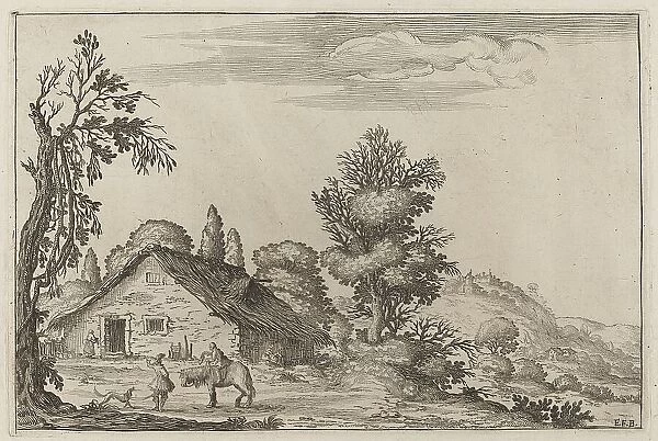 Landscape with a Traveler before a Cottage, 1638. Creator: Ercole Bazicaluva