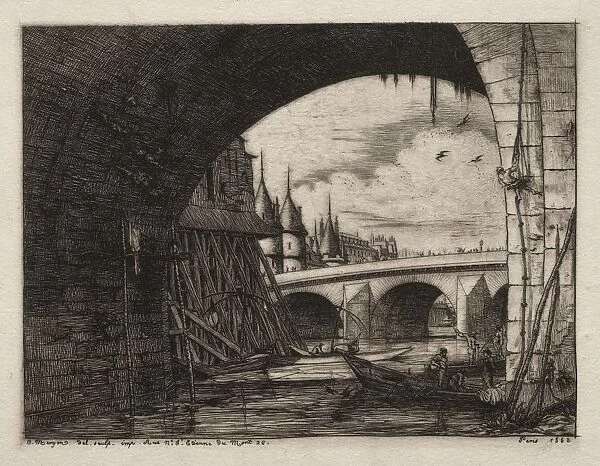 Larch du Pont Notre Dame, Paris, 1853. Creator: Charles Meryon (French, 1821-1868)