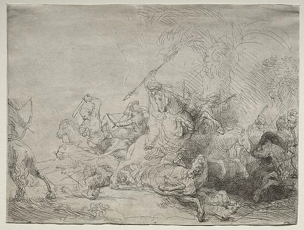 The Large Lion Hunt, 1641. Creator: Rembrandt van Rijn (Dutch, 1606-1669)