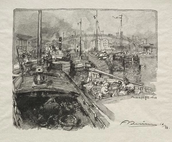 Le Bassin de la Villette. Creator: Auguste Louis Lepere (French, 1849-1918)