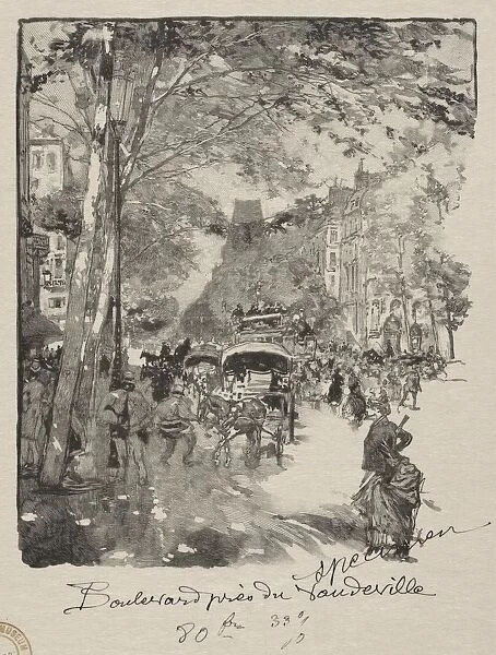 Le Boulevard pres du Vaudeville. Creator: Auguste Louis Lepere (French, 1849-1918)