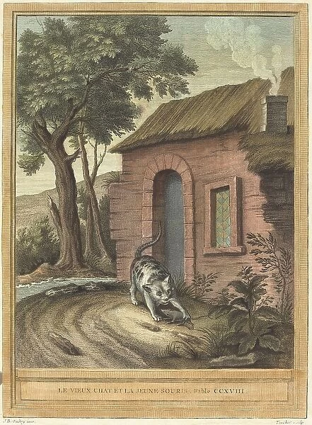 Le vieux chat et la jeune Souris (The Old Catand the Young Mouse), published 1759. Creator: Johann Christoph Teucher