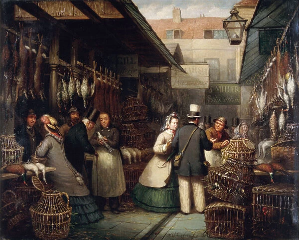 Leadenhall Market, London, 1865. Artist: Andries Scheerboom