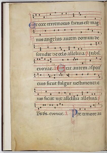 Leaf 3 from an antiphonal fragment (verso), c. 1275. Creator: Unknown