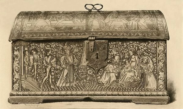 Leather coffer with incised decoration, 15th century, (1903). Creator: Unknown