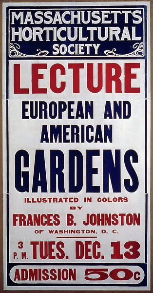Lecture, European and American Gardens...by Frances Benjamin Johnston, (1927?). Creator: Frances Benjamin Johnston