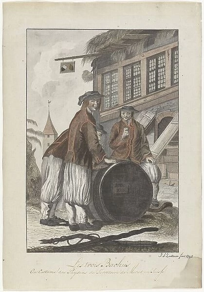 Les Trois Bachus, 1795. Creator: J.A. Zoutman