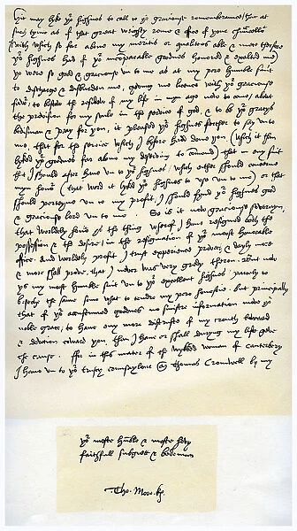 Letter from Sir Thomas More to Henry VIII, 5th March 1534. Artist: Sir Thomas More