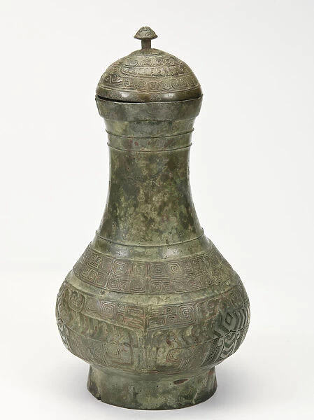 Lidded ritual vessel (hu) with birds and snake, Late Shang dynasty, ca. 1300-1200 BCE