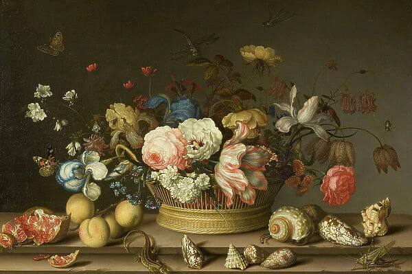Still Life with a Basket of Flowers, early 1630s. Creator: Balthasar van der Ast