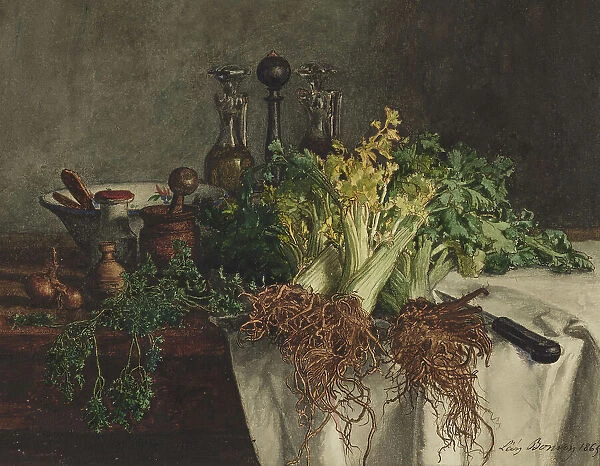Still Life with Celery, 1865. Creator: Leon Bonvin