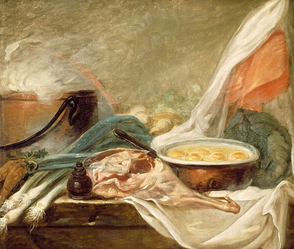 Still Life with Eggs and a Leg of Mutton, 1780  /  90. Creator: Unknown