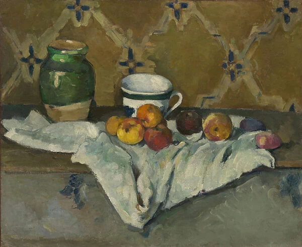 Still Life with Jar, Cup, and Apples, ca. 1877. Creator: Paul Cezanne