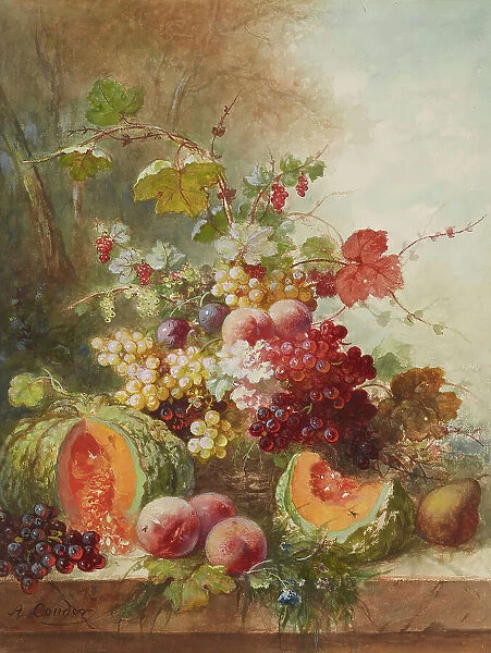 Still Life with Melons, 1865. Creator: Alexandre Couder