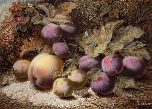 Still Life With Peach And Plums, 1916. Creator: Oliver Clare