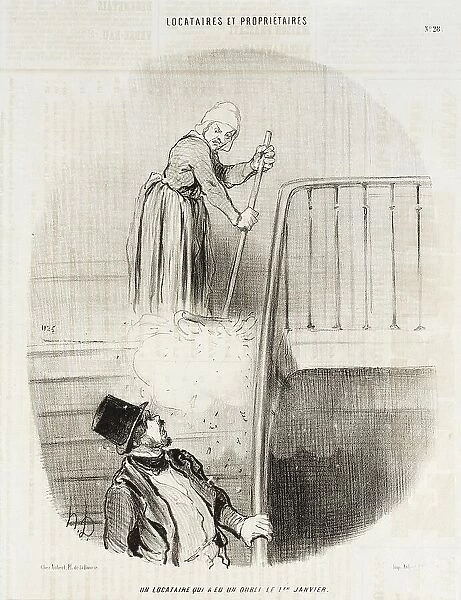 Un locataire qui a eu un oubli le 1er janvier, 1847. Creator: Honore Daumier