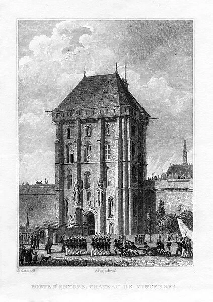 Main gate, Chateau de Vincennes, Paris, 1830. Artist: AWN Pugin