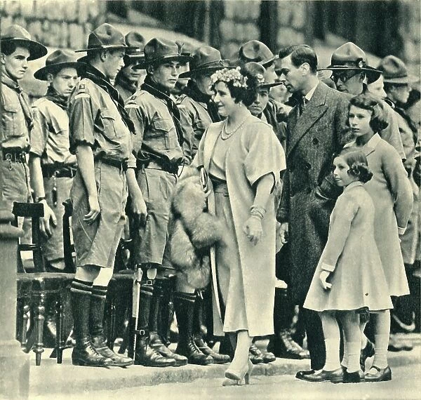 Their Majesties, The King and Queen, with the Princesses Inspecting Boys Who Have Become Scouts Des Creator: Unknown