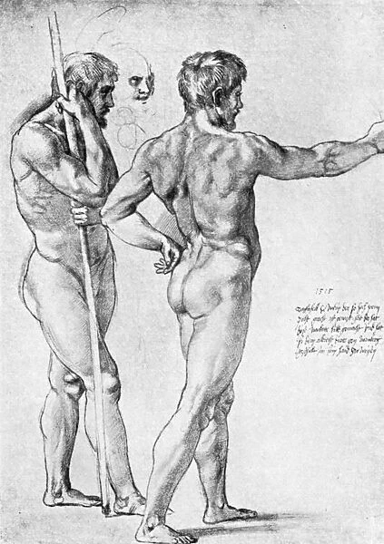 Two male nude studies, 1515, (1912). Artist: Raphael
