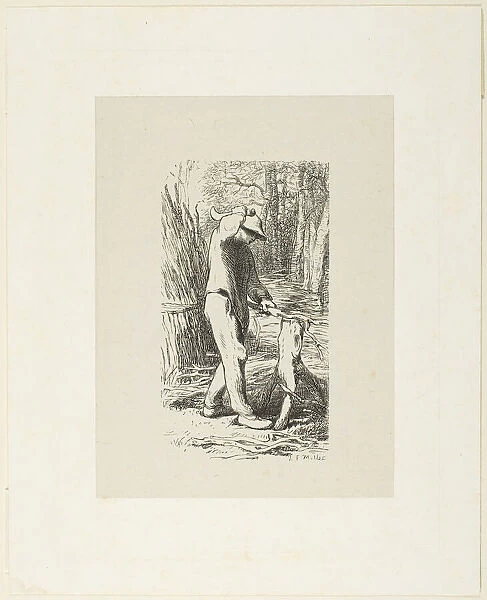 Man Making Faggots, 1853, after drawing made in 1852. Creator: Jacques-Adrien Lavieille