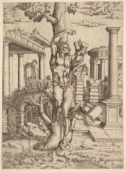Man Against a Tree, ca. 1543-44. Creator: Master IQV