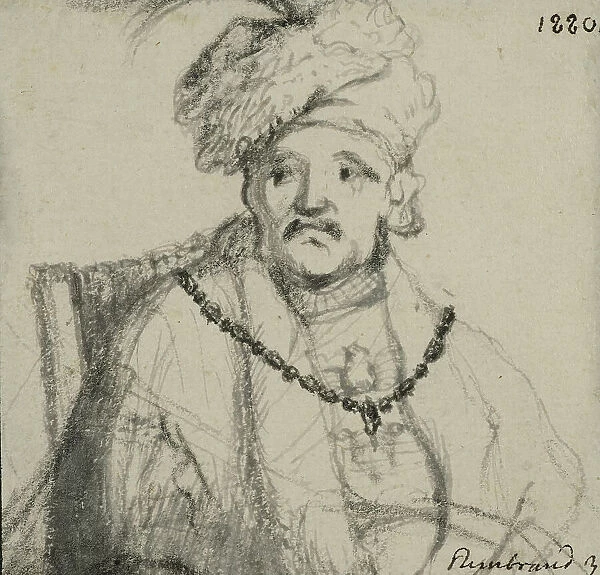 Man wearing a fur hat. Creator: Rembrandt Harmensz van Rijn